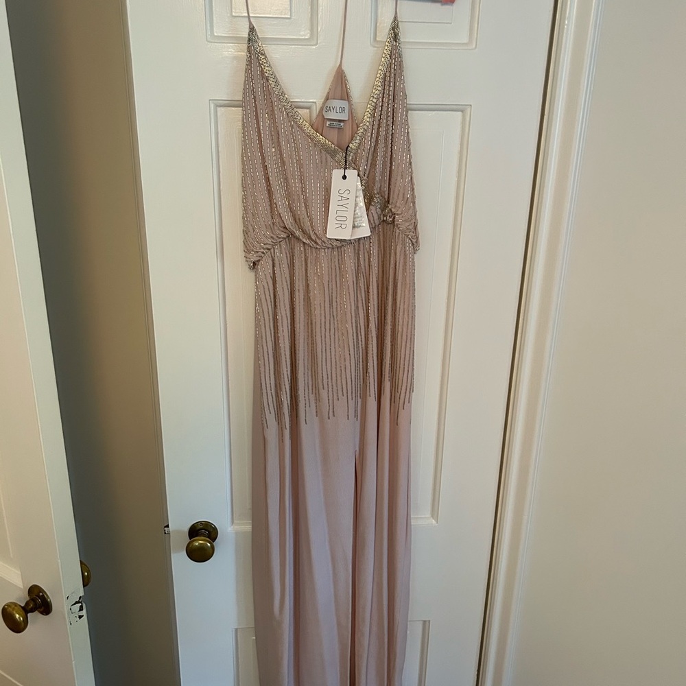 SAYLOR Lilith Blush Beaded Maxi Dress